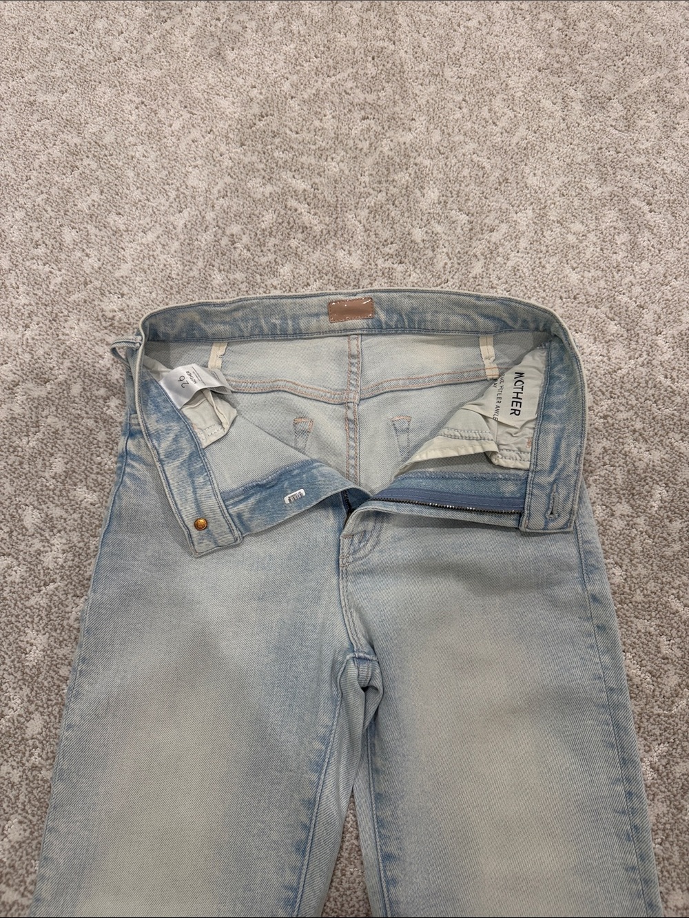 MOTHER Pale Blue Cropped Ankle Jeans